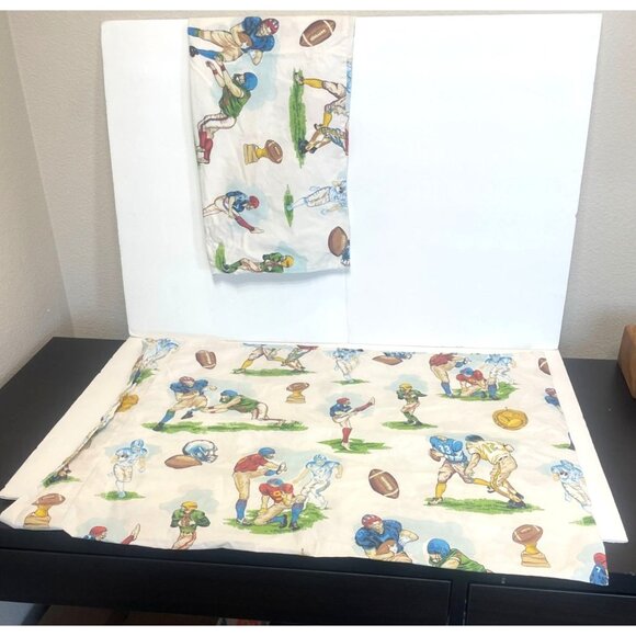 Set of 2 Vintage Traditions Pamela Kline Football Standard Sized Pillowcases - Picture 7 of 10